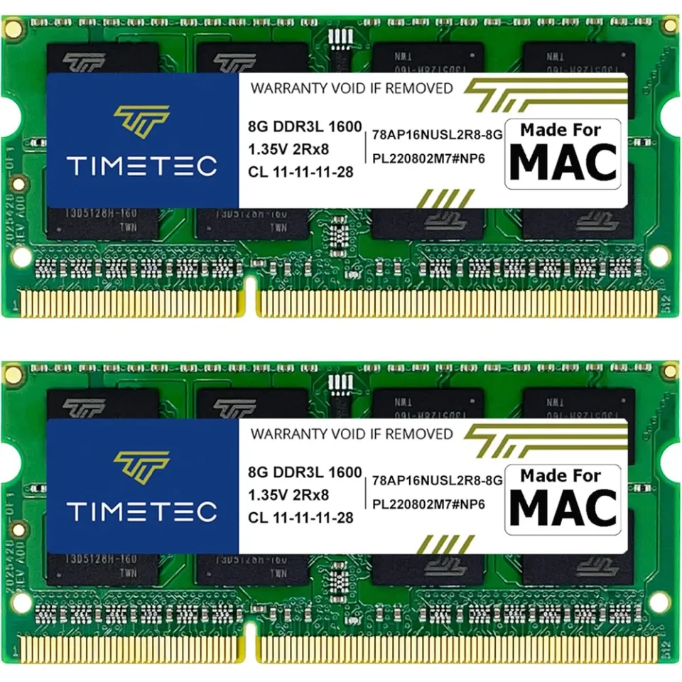 Timetec 16 GB (2 x 8 GB) DDR3L 1600 MT/s laptop memory kit for Mac — Product photo