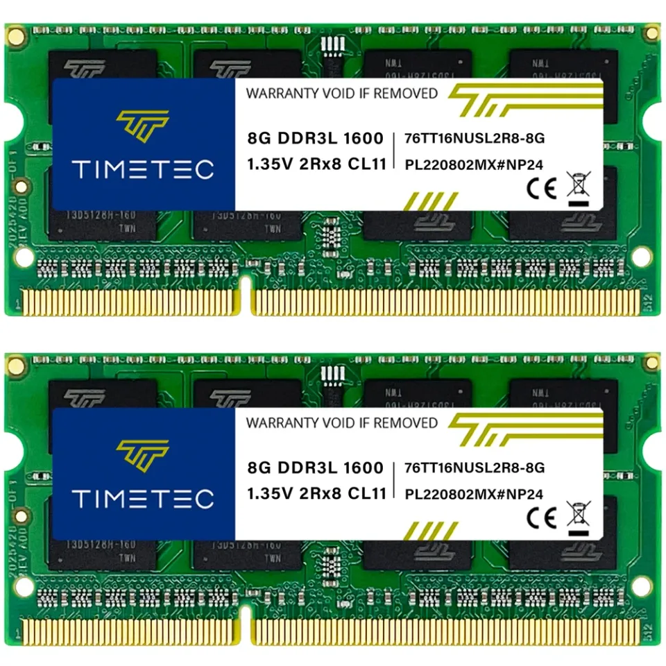 Timetec 16 GB (2 x 8 GB) DDR3L 1600 MT/s laptop memory kit — Product photo