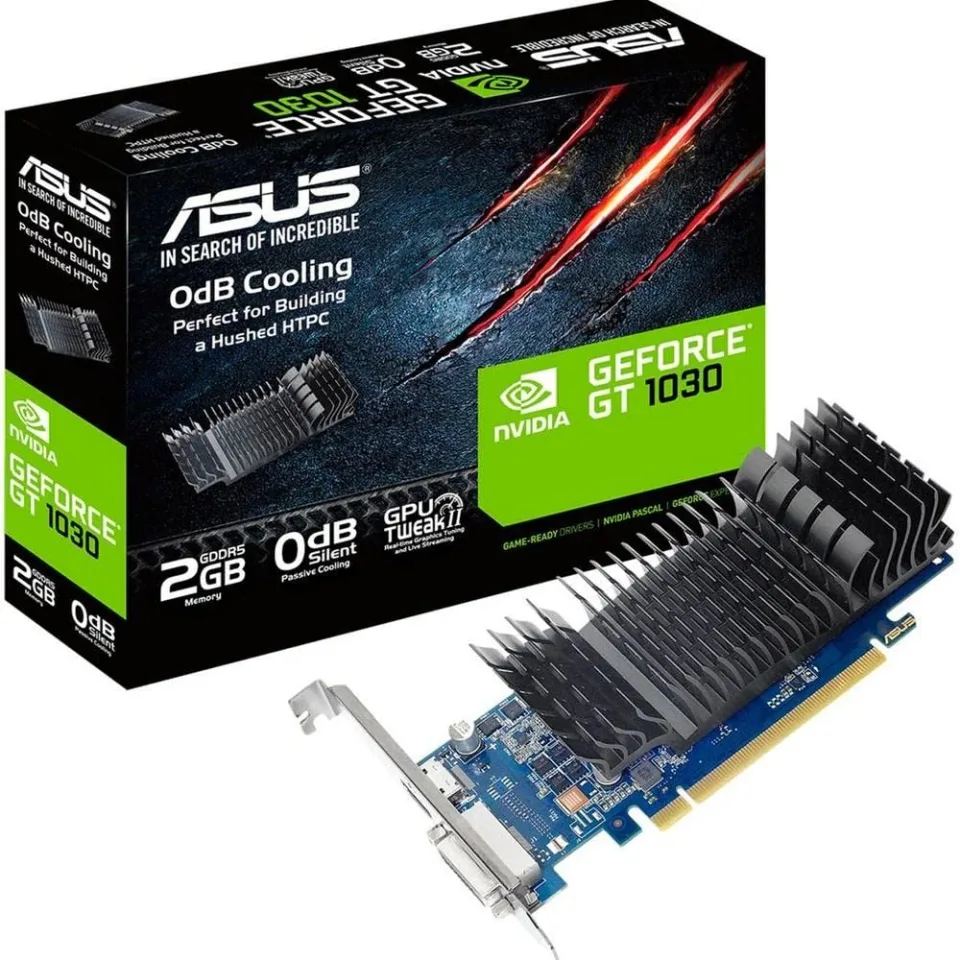 ASUS GeForce GT 1030 2GB graphics card — Product photo