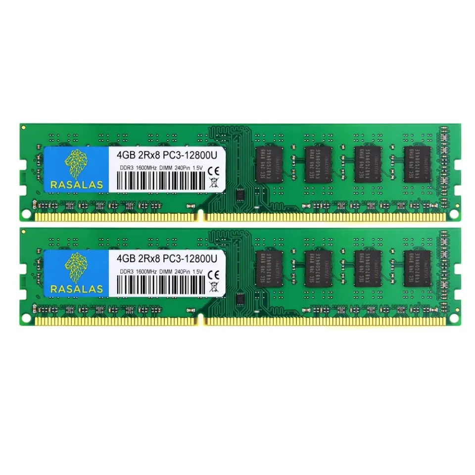 Rasalas 8 GB (2 x 4 GB) DDR3 1600 MT/s desktop memory kit — Product photo