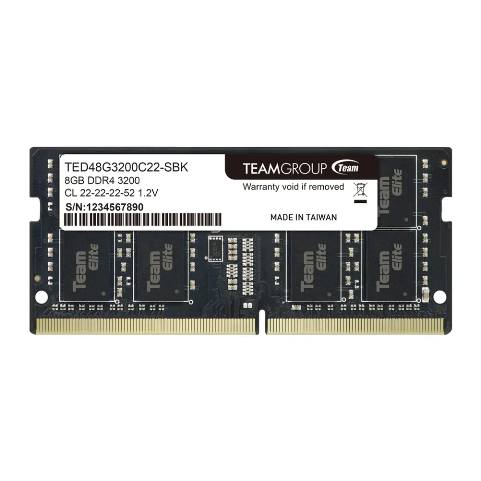 TEAMGROUP Elite 8 GB (1 x 8 GB) DDR4 3200 MT/s laptop memory — Product photo