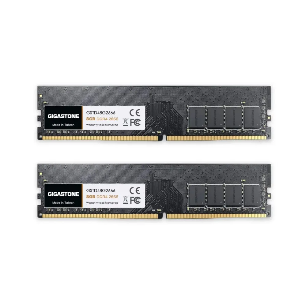 Gigastone 16 GB (2 x 8 GB) DDR4 2666 MT/s desktop memory kit — Product photo