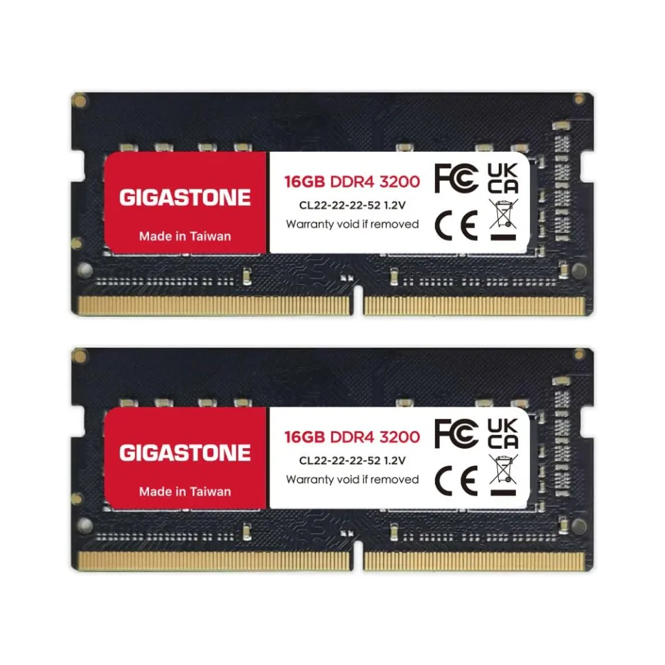 Gigastone 32 GB (2 x 16 GB) DDR4 3200 MT/s laptop memory kit — Product photo