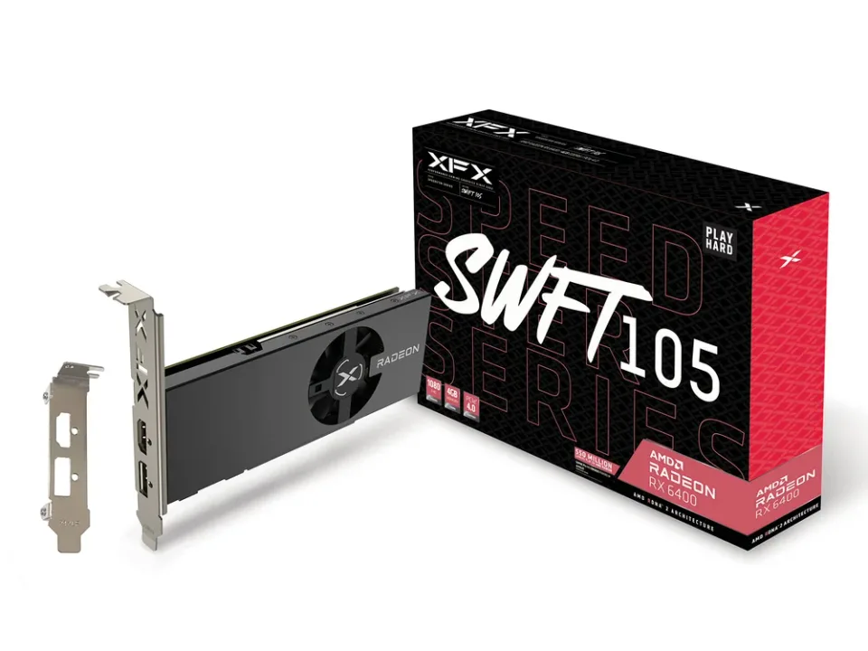 XFX Speedster SWFT 105 Radeon RX 6400 4GB graphics card — Product photo