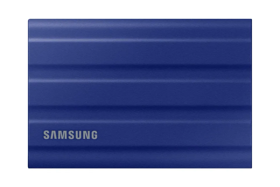 Samsung T7 Shield 1 TB portable SSD (blue) — Product photo