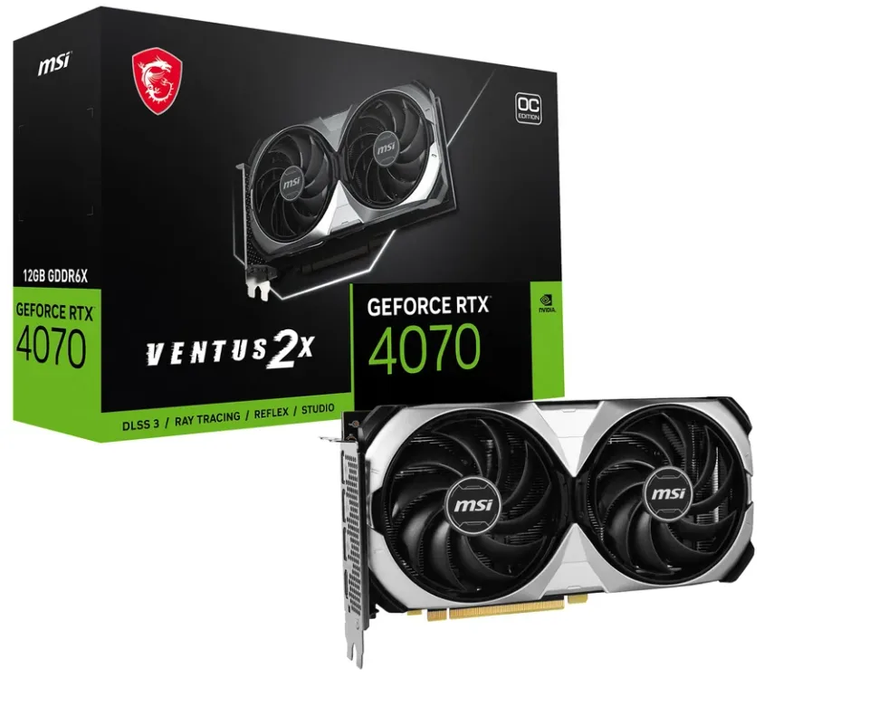 MSI GeForce RTX 4070 VENTUS 2X 12G OC graphics card — Product photo