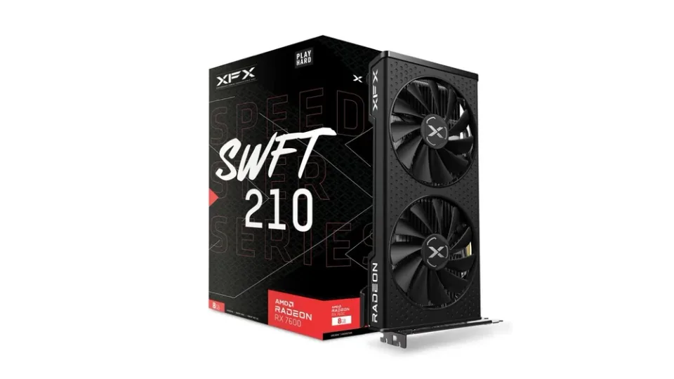 XFX Speedster SWFT 210 Radeon RX 7600 Core Edition graphics card — Product photo