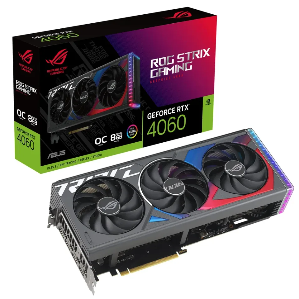 ASUS ROG Strix GeForce RTX 4060 OC Edition 8GB GDDR6 graphics card — Product photo