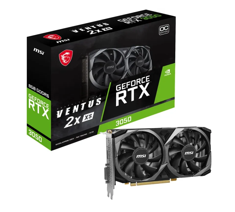 MSI GeForce RTX 3050 VENTUS 2X XS 8G OC graphics card — Product photo