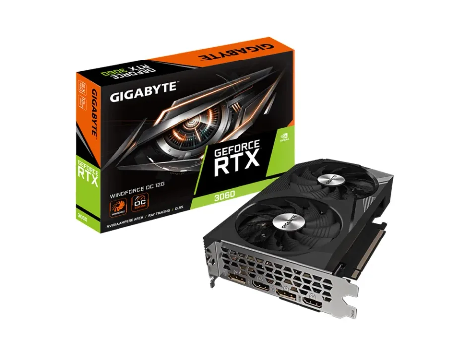 GIGABYTE GeForce RTX 3060 WINDFORCE OC 12G (Rev. 2.0) graphics card — Product photo