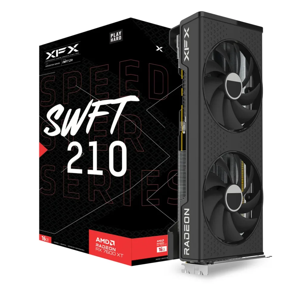 XFX Speedster SWFT 210 Radeon RX 7600 XT graphics card — Product photo