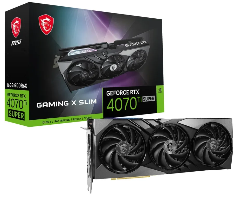 MSI GeForce RTX 4070 Ti SUPER 16G GAMING X SLIM graphics card — Product photo