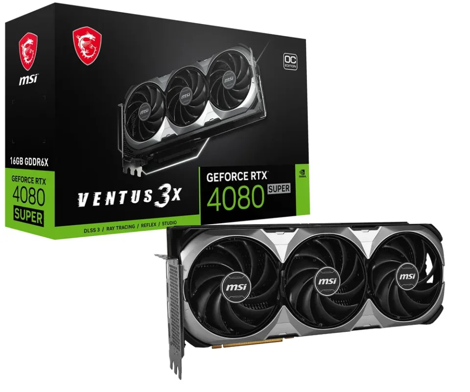 MSI GeForce RTX 4080 SUPER 16G VENTUS 3X OC graphics card — Product photo