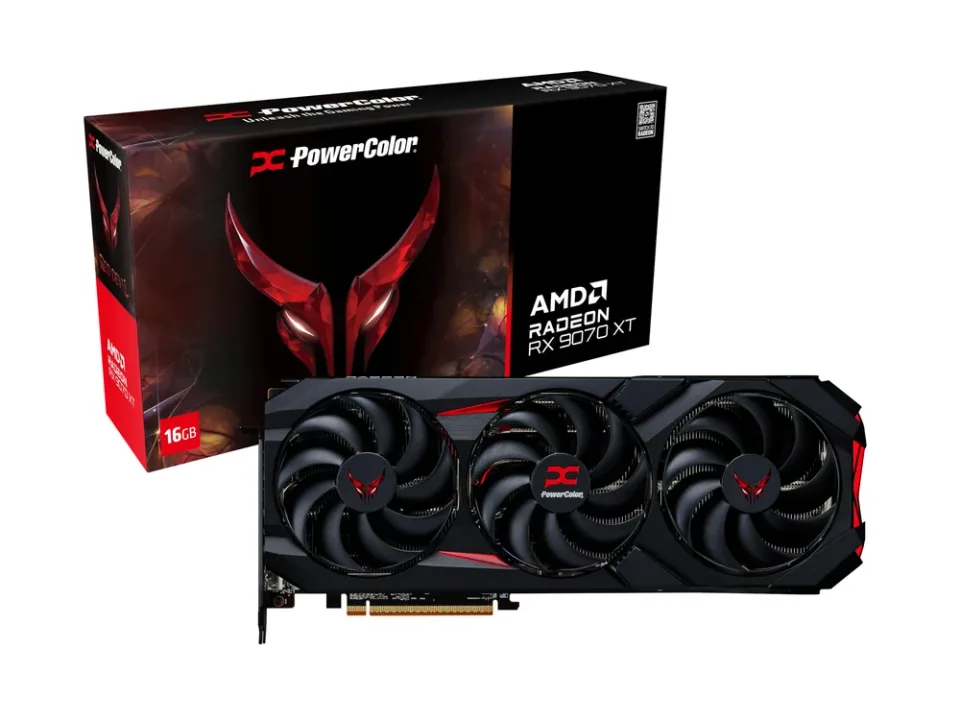 PowerColor Red Devil AMD Radeon RX 9070 XT 16GB GDDR6 graphics card — Product photo
