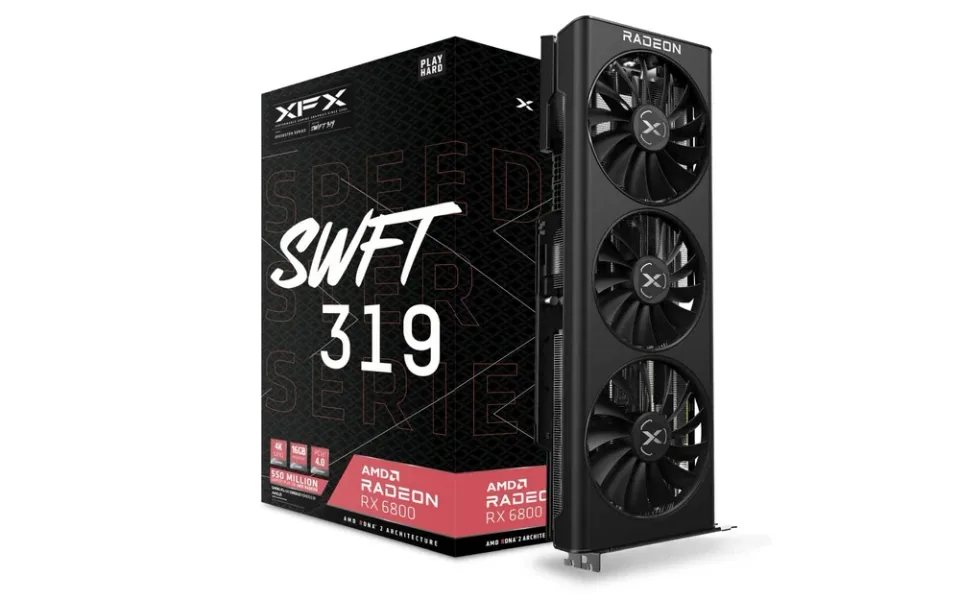 XFX Speedster SWFT 319 Radeon RX 6800 Black Edition 16GB graphics card — Product photo