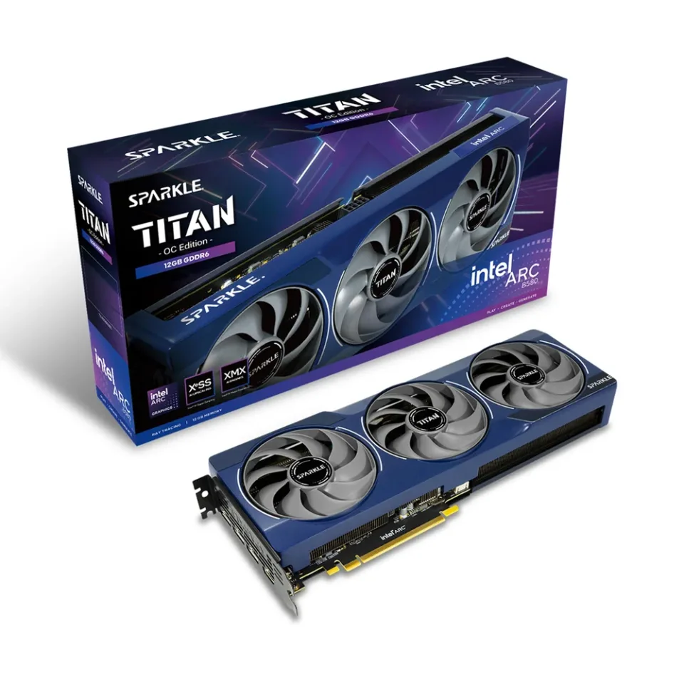 SPARKLE Intel Arc B580 Titan OC 12GB graphics card — Product photo
