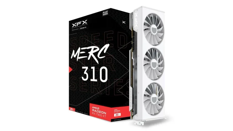 XFX Speedster MERC 310 Radeon RX 7900 XT White graphics card — Product photo