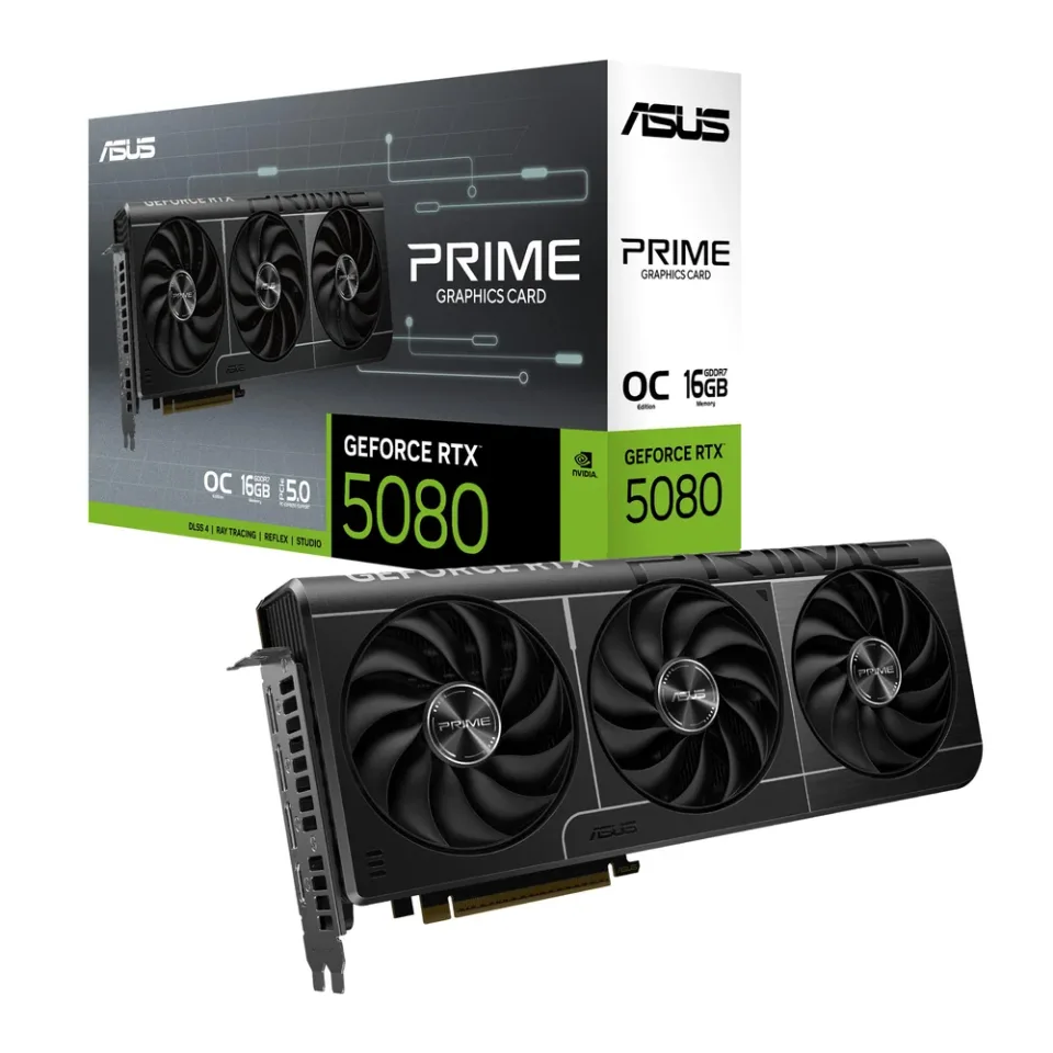 ASUS Prime GeForce RTX 5080 OC Edition 16GB GDDR7 graphics card — Product photo
