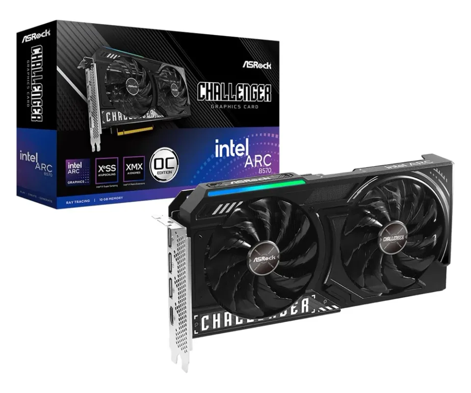 ASRock Intel Arc B570 Challenger 10GB OC graphics card — Product photo