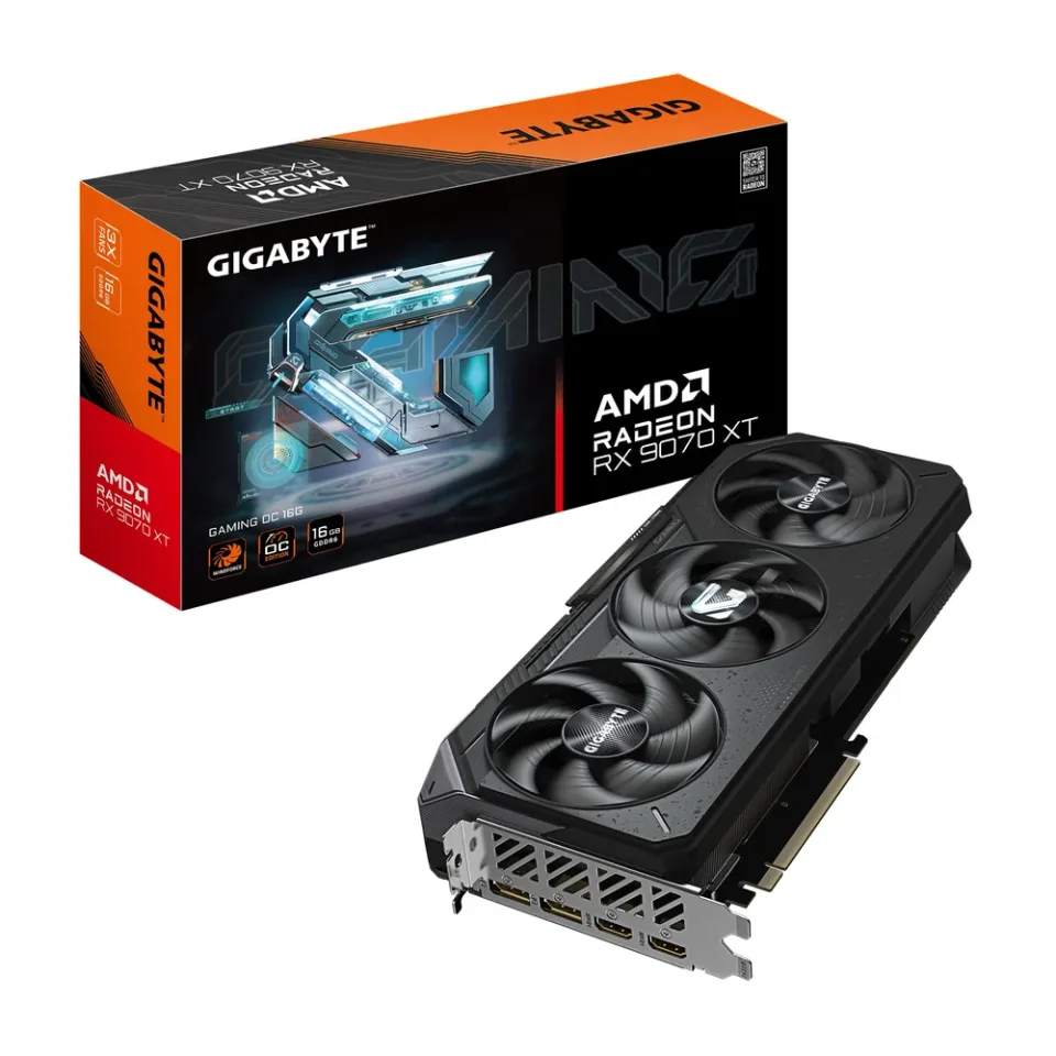 GIGABYTE Radeon RX 9070 XT GAMING OC 16G graphics card — Product photo