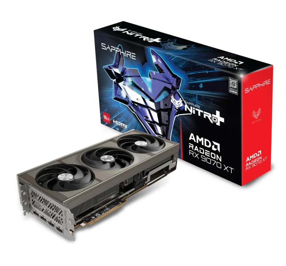 Sapphire NITRO+ AMD Radeon RX 9070 XT 16GB graphics card — Product photo