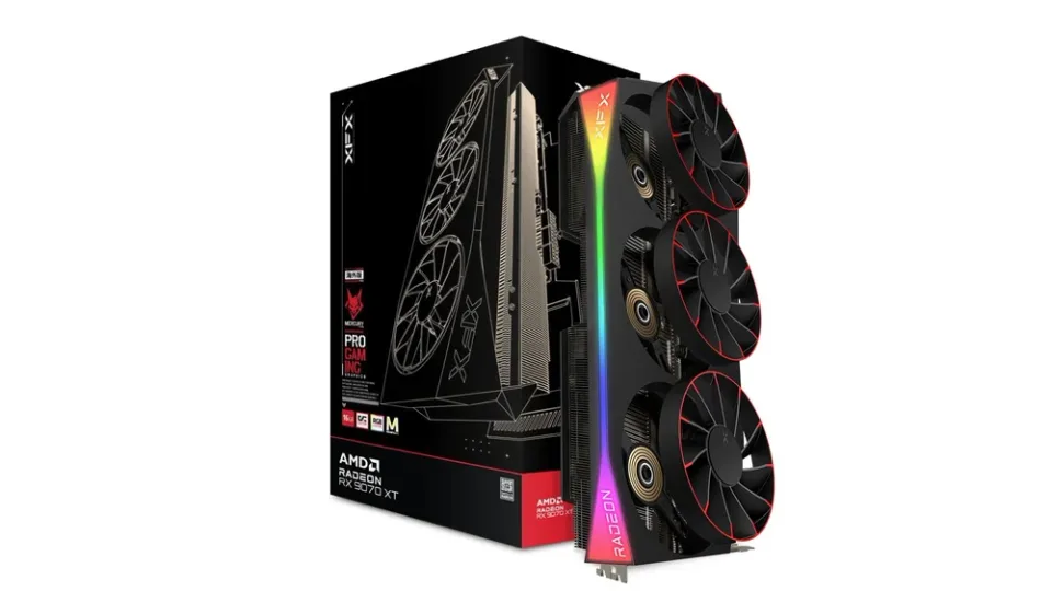XFX Mercury Radeon RX 9070 XT OC Magnetic Air Edition graphics card — Product photo