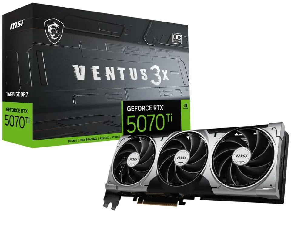 MSI GeForce RTX 5070 Ti 16G VENTUS 3X OC graphics card — Product photo