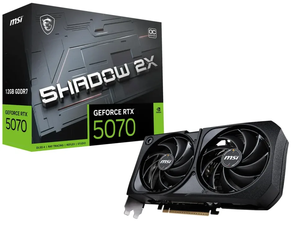 MSI GeForce RTX 5070 12G SHADOW 2X OC graphics card — Product photo