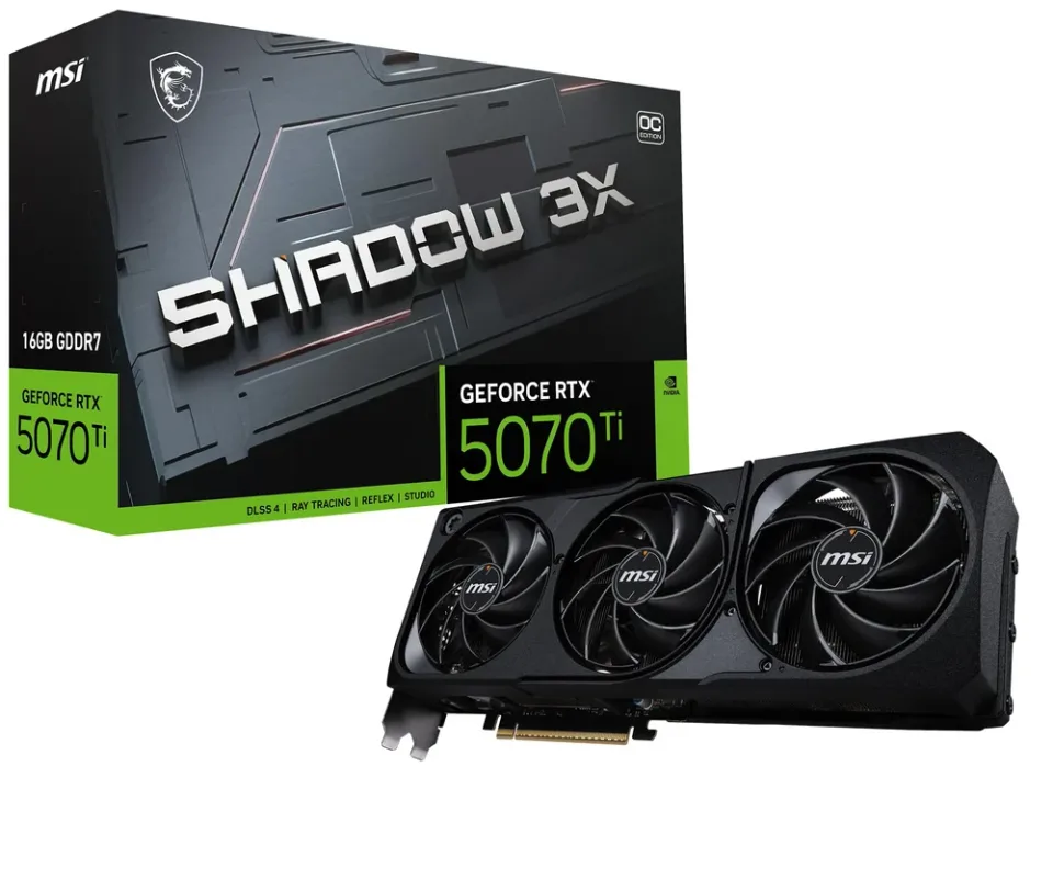 MSI GeForce RTX 5070 Ti 16G SHADOW 3X OC graphics card — Product photo