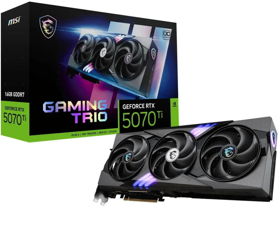 MSI GeForce RTX 5070 Ti 16G GAMING TRIO OC graphics card — Product photo