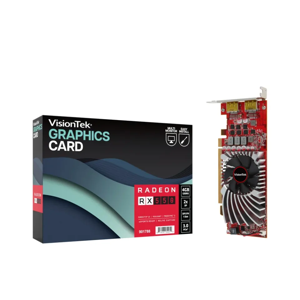 VisionTek Radeon RX 550 SFF 4GB GDDR5 graphics card — Product photo