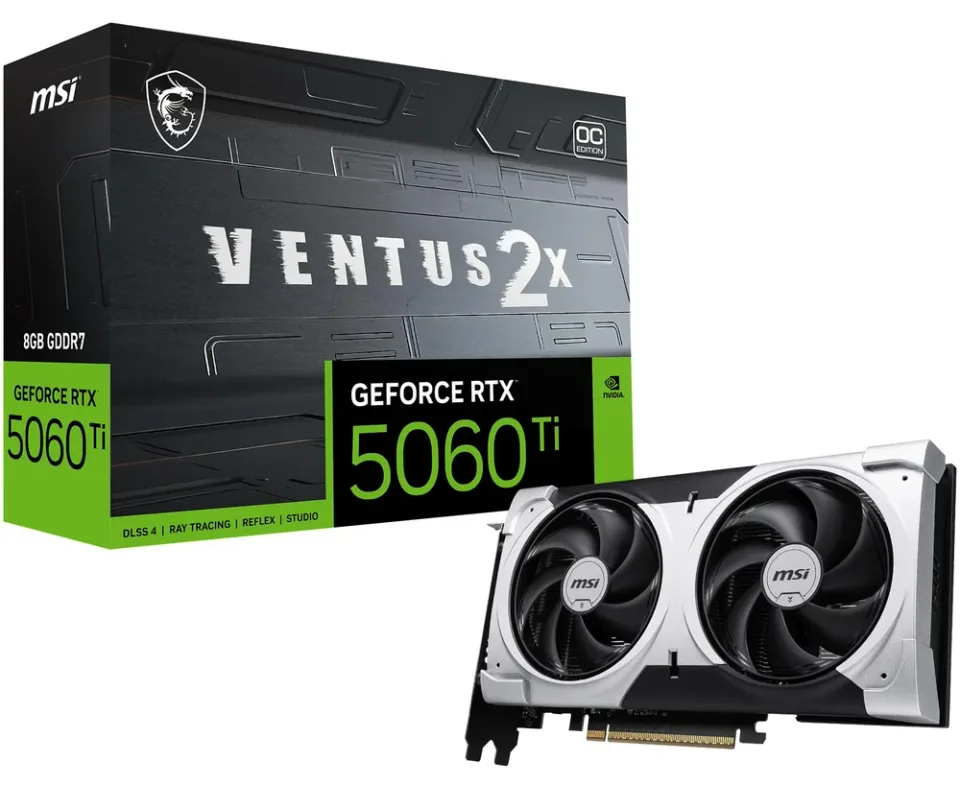 MSI GeForce RTX 5060 Ti 8G VENTUS 2X OC PLUS graphics card — Product photo
