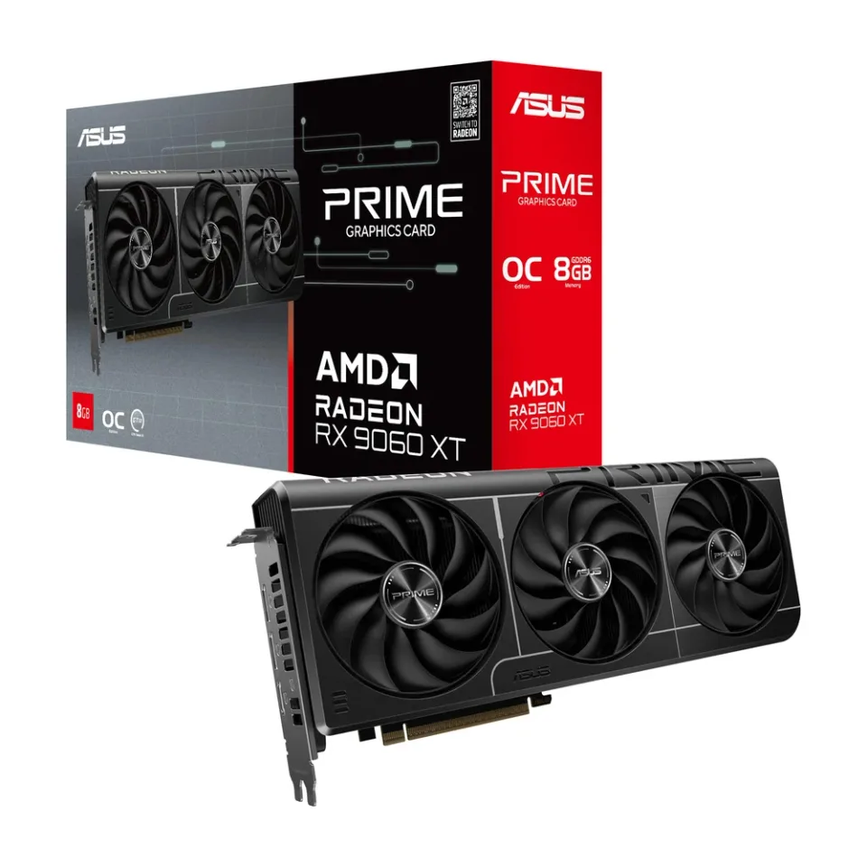 ASUS Prime Radeon RX 9060 XT OC Edition 8GB GDDR6 graphics card — Product photo
