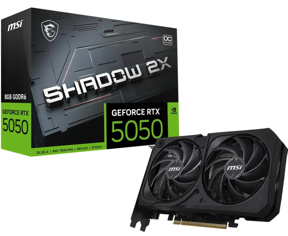MSI GeForce RTX 5050 8G SHADOW 2X OC graphics card — Product photo