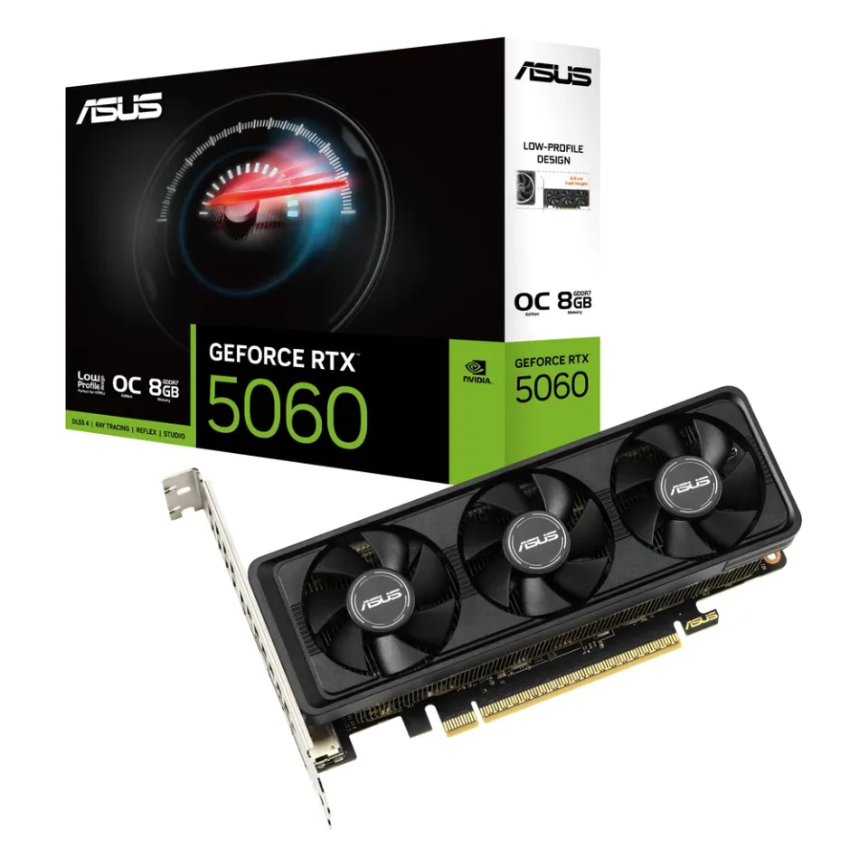 ASUS GeForce RTX 5060 LP BRK 8GB GDDR7 OC Edition graphics card — Product photo