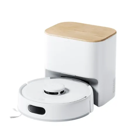 SwitchBot K11+ mini robot vacuum with self-empty dock — Product source photo
