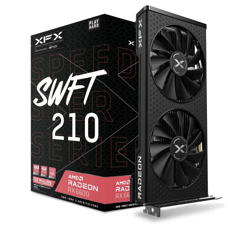 XFX Speedster SWFT 210 Radeon RX 6600 Core 8GB graphics card — Product photo