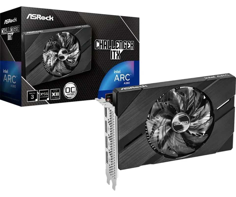 ASRock Intel Arc A380 Challenger ITX 6GB OC graphics card — Product photo