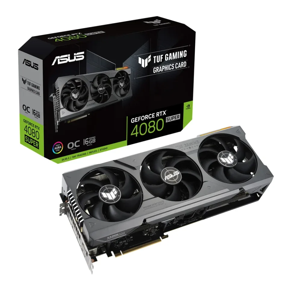 ASUS TUF Gaming GeForce RTX 4080 SUPER OC Edition 16GB GDDR6X graphics card — Product photo