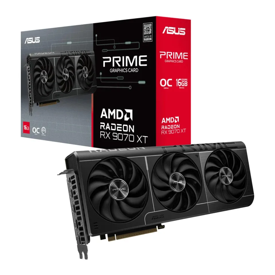 ASUS Prime Radeon RX 9070 XT OC Edition 16GB GDDR6 graphics card — Product photo