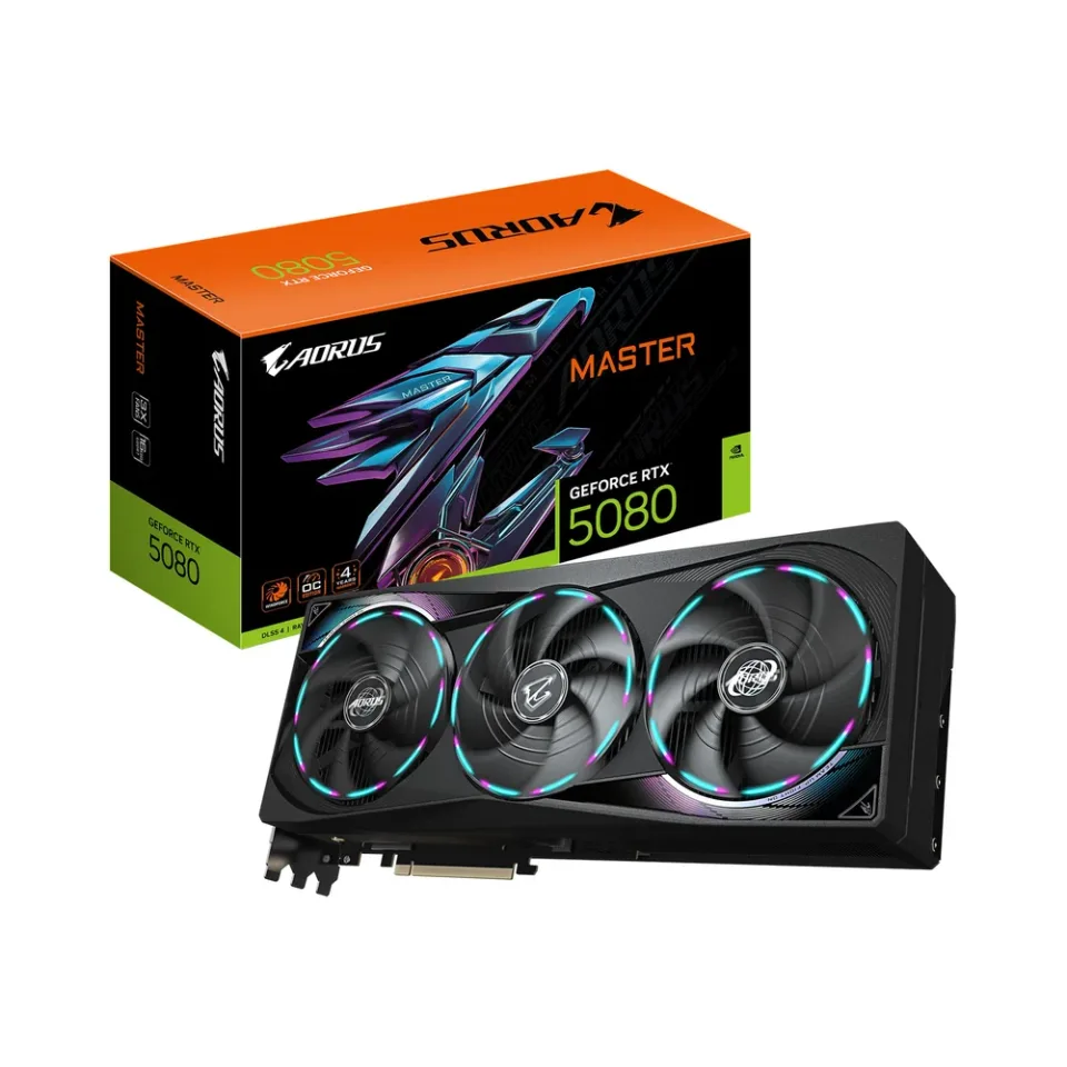 GIGABYTE AORUS GeForce RTX 5080 MASTER 16G graphics card — Product photo