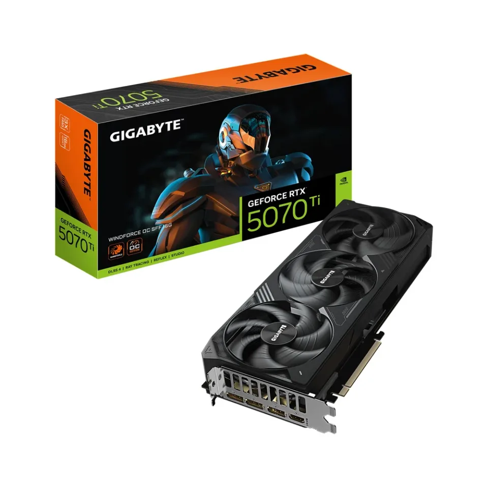 GIGABYTE GeForce RTX 5070 Ti WINDFORCE OC SFF 16G graphics card — Product photo
