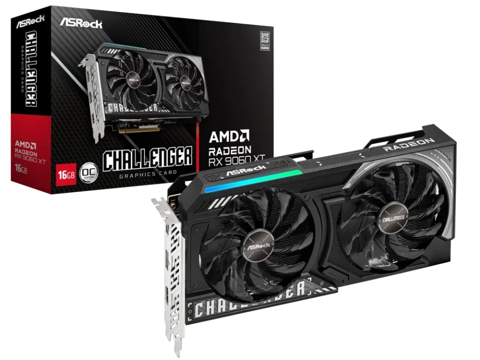 ASRock Radeon RX 9060 XT Challenger 16GB OC graphics card — Product photo
