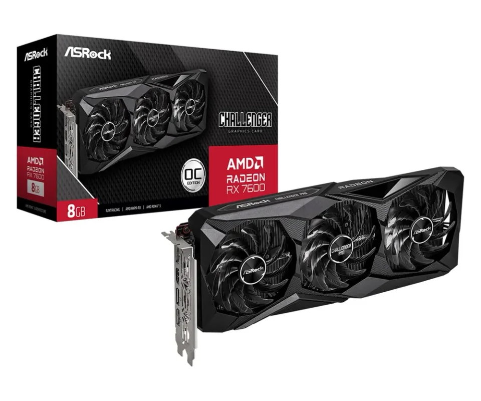ASRock Radeon RX 7600 Challenger Pro 8GB OC graphics card — Product photo