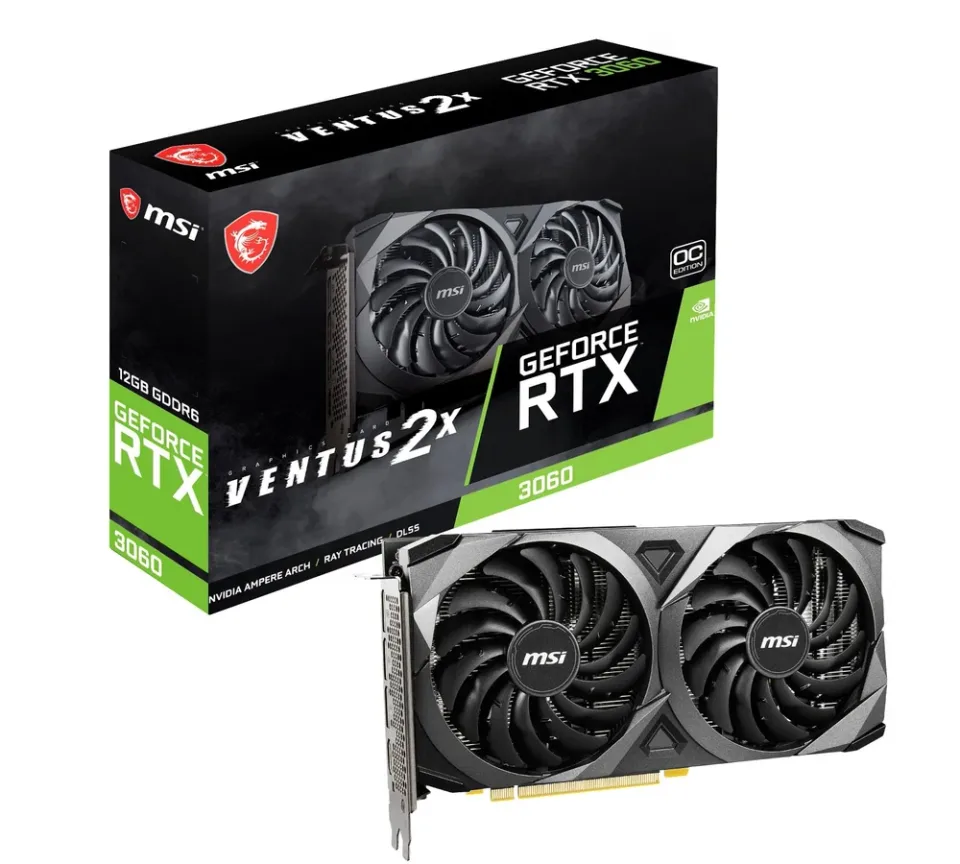 MSI GeForce RTX 3060 VENTUS 2X 12G OC V1 graphics card — Product photo